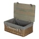 image 1 of 36cm Antique Wash Grey Lined Willow Empty Picnic Basket with Pinewood Lid | Brown | Brown | S | 1