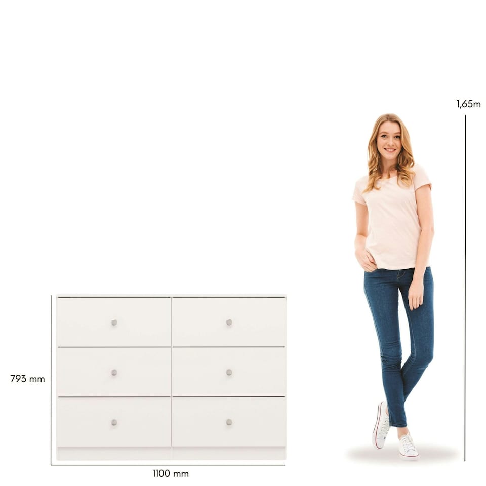 image 1 of Denver 6 Drawer Chest White