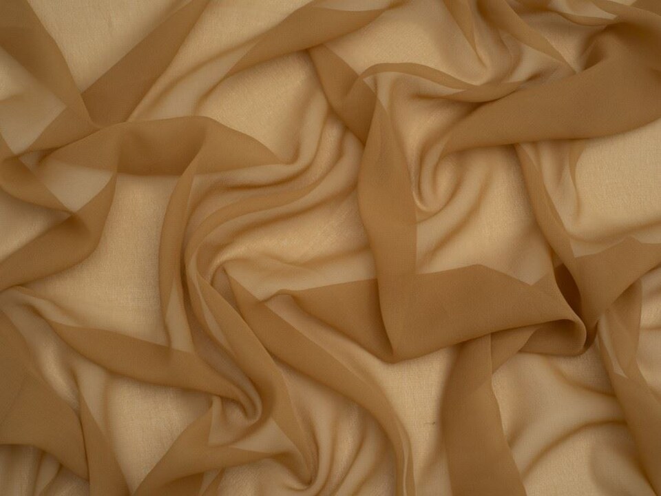 Minerva Core Range Gold Light Sheer Chiffon Fabric for Dressmaking, 110cm / 43" Wide - per metre