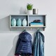 image 4 of Coat Hook Wall Mounted Unit 2 Open Shelves 4 Robe Hooks Bathroom Hallway Grey