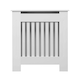 image 2 of Oypla Small White Wooden Slatted Grill Radiator Cover MDF Cabinet