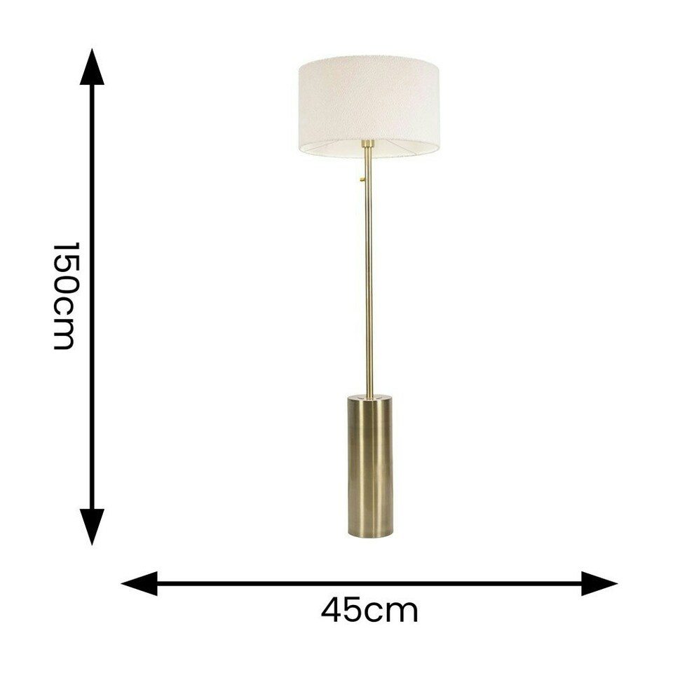 image 1 of ValueLights Lexy Cream Boucle Shade with Antique Brass Dimmable Floor Lamp and LED Bulb