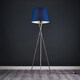 image 4 of ValueLights Camden Brushed Chrome Tripod Floor Lamp Navy Taper Shade | Blue