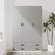 image 4 of 3 Door 4 Drawer Wardrobe With Hanging Rail And Storage Shelf | White | White Carcass & Grey Door | 1
