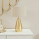 image 2 of ValueLights Jax Gold Metal Touch Dimmer Table Lamp with Natural Drum Shade