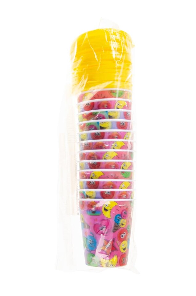 image 1 of Pack of 12 Emotion Faces 3D Cups With Straw and Lid