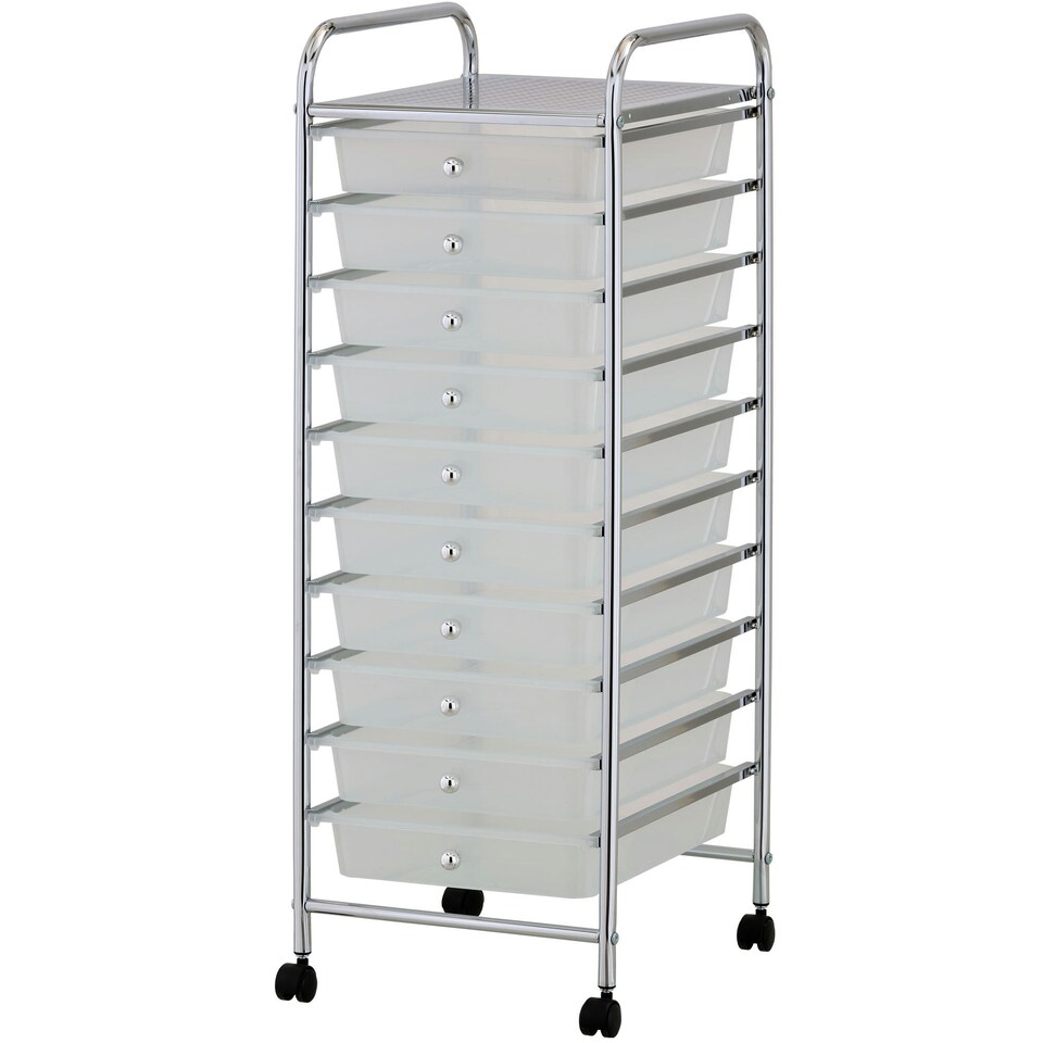 image 1 of VonHaus White 10 Drawer Storage Trolley With 360° wheels