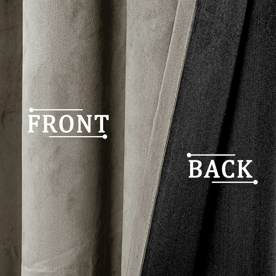 image 1 of Dark Taupe Velvet Darkening Eyelet Curtains - 46x54 Inch Drop - Pair Cream