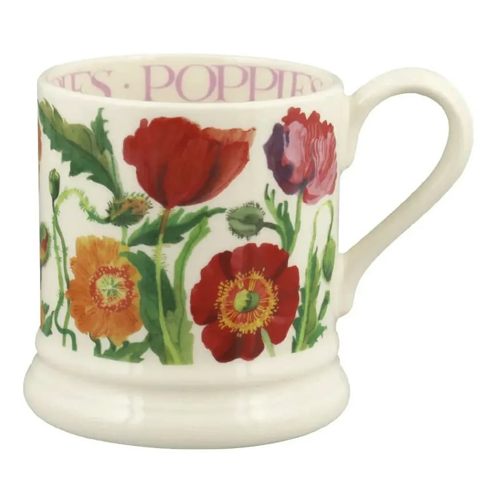image 1 of Mug: 1 x 300ml Emma Bridgewater Poppy Half Pint Mug (2025 Design), Ceramic White