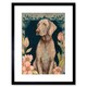 image 1 of Grey Weimaraner Dog Ornate Pattern Flowers Art Nouveau 9x7" Black Framed Wall Art Print
