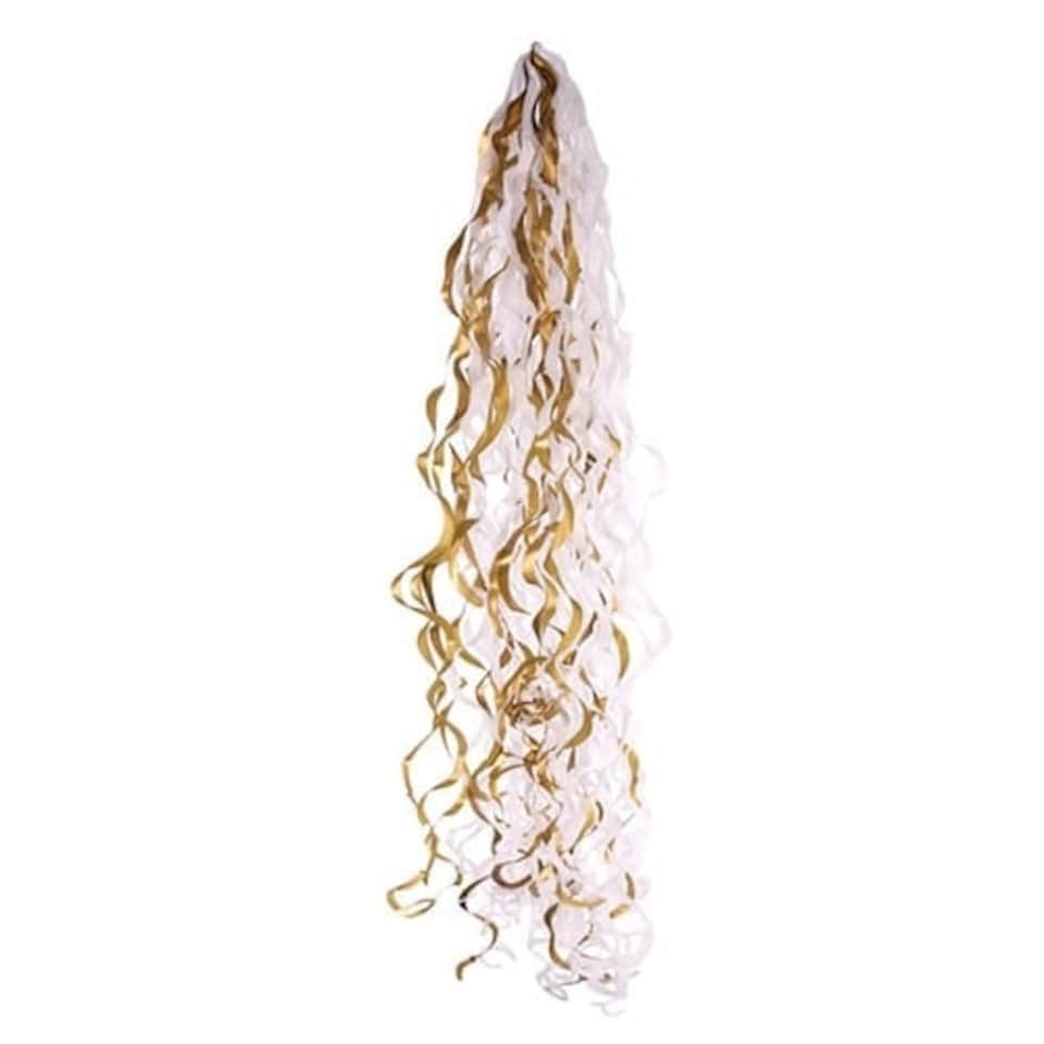 Metallic Gold And White Balloon Tail 75cm