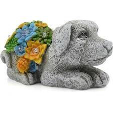 Pack of 2 Solar Dog Garden Ornament Grey | One Size