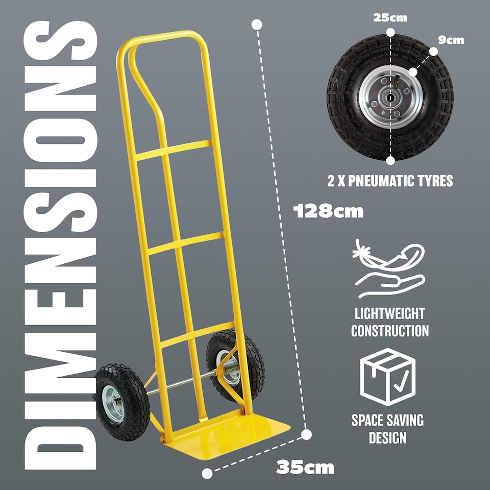 image 1 of 600lb Heavy Duty Sack Truck Industrial Hand Trolley With Pneumatic Tyre Wheels Lifitng Pulling Cart