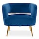 image 1 of Interiors by Premier Blue Velvet Chair with Gold Finish Metal Legs, Backrest Dining Chair, Easy to Clean Armchair