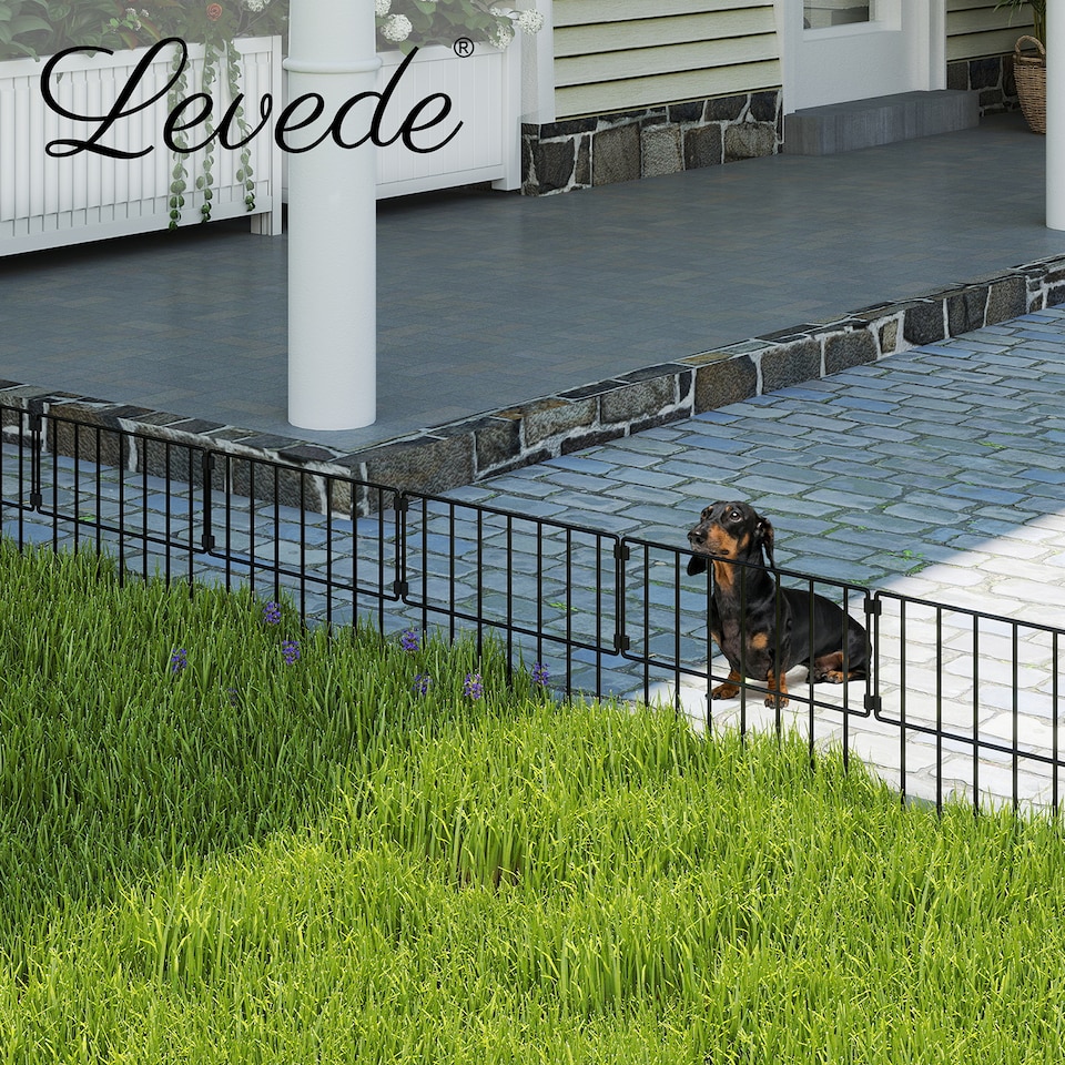 image 1 of Levede 10 Pack Metal Garden Fence Decorative Animal Barrier Outdoor Pet Border | Black