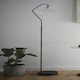 image 1 of Dana Ribbed Glass Floor Lamp in a Modern Sleek Black and Satin Nickel Finish Black