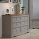 image 2 of Premium Corona 3+3 Drawer Wide Chest of Drawers - Classic Mexican Pine Bedroom Storage Cabinet | Grey | Grey | 1