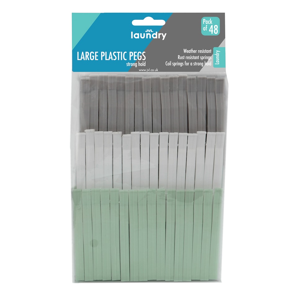 image 1 of JVL 144 Pack Large Plastic Clothes Pegs,  Assorted Colours
