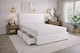 image 2 of Divan Bed Set Headboard and Footboard with Mattress 4ft6 Double White Suede Storage No Drawers