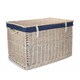 image 3 of Large White Wash Storage Hamper With Navy Lining Wicker Basket | Blue | Blue