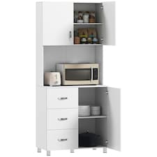 HOMCOM Kitchen Storage Cabinet Wooden Cupboard Organiser, White