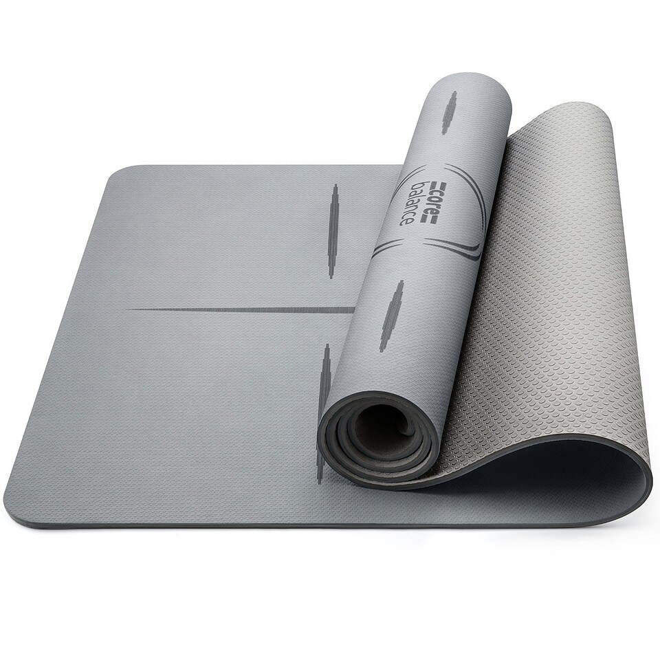 image 1 of TPE Yoga Alignment Mat (6mm Thick) - Grey