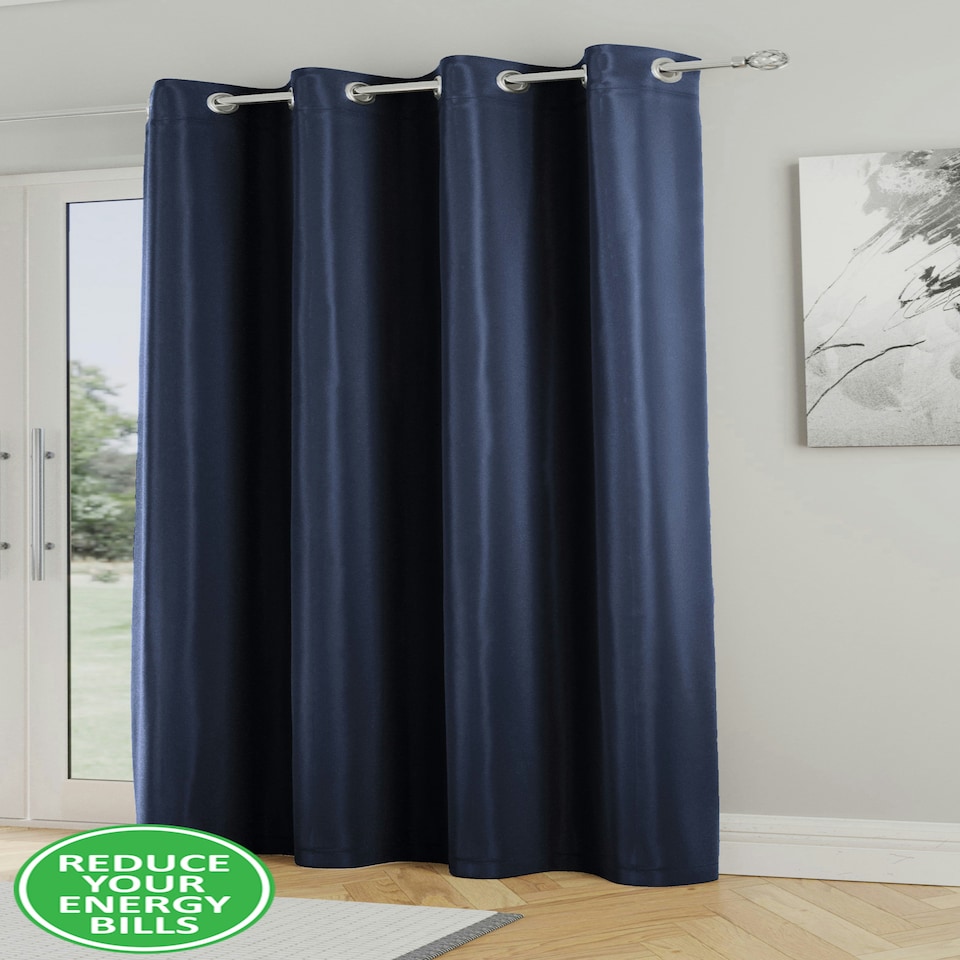 image 1 of Supersoft Navy Single Door Curtain 66 x 84 inch (168 x 214 cm) Room Darkening Eyelet Thermal Noise Reducing Single Door Curtain