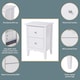 image 2 of Como 2 Drawer Petite Bedside Cabinet - Compact Shaker-Style Bedroom Storage | White | White | One Size | 1