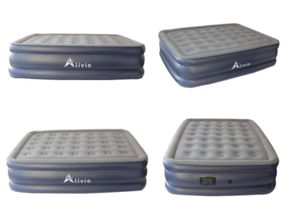image 1 of Alivio Inflatable Single Air Bed With Built-In Pump - Air Mattress | Grey | Single
