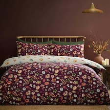 Catherine Lansfield Autumn Pumpkins Reversible Duvet Cover Set Plum | Purple | Plum | Double