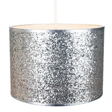 Modern and Designer Bright Silver Glitter Fabric Pendant/Lamp Shade 25cm Wide | Silver | Silver | 1
