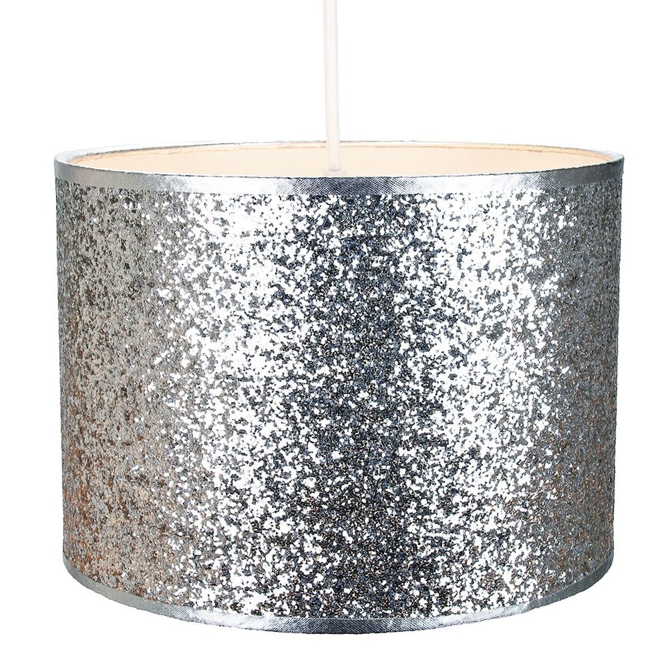 image 1 of Modern and Designer Bright Silver Glitter Fabric Pendant/Lamp Shade 25cm Wide | Silver | Silver | 1