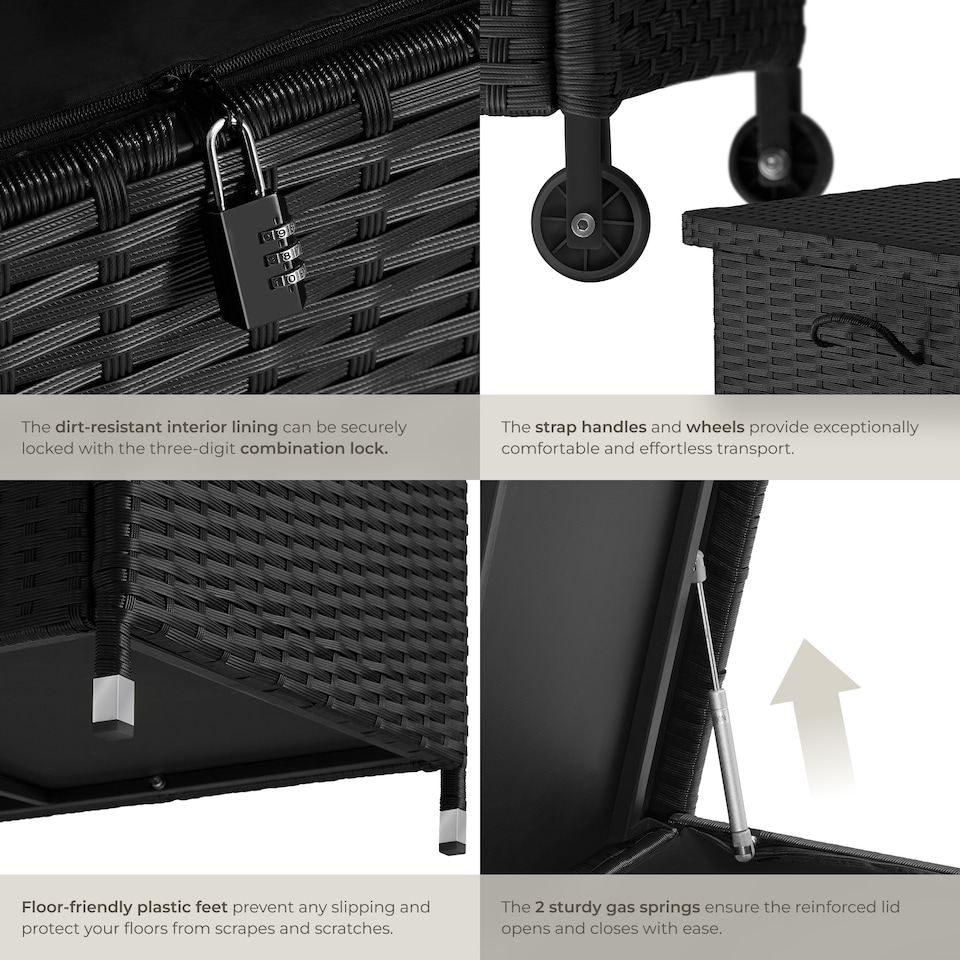 image 1 of Storage Box Kiruna - rattan garden furniture cushion storage 120 x 55 x 61.5 cm | Black | black | 121 x 56 x 60 cm | 1