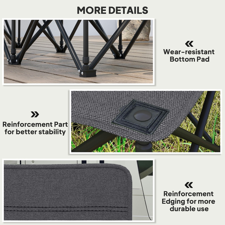 image 1 of Outsunny 6 Seater Folding Bench Camping Chair with Cup Holder, Grey Grey | Charcoal grey