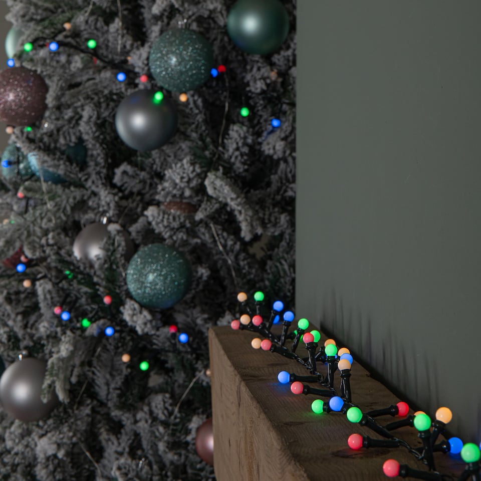 image 1 of 7.5m 300 LED Multi-Action Christmas Frosted Cap Berry String Lights with Timer in Multi-Coloured