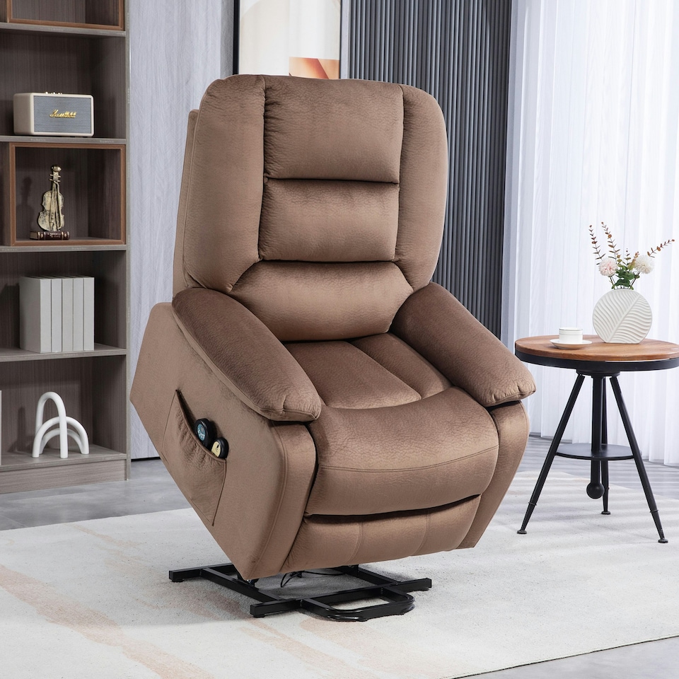 image 1 of HOMCOM Riser and Recliner Chair Lift Chair with Vibration Massage, Heat, Brown Brown