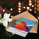 image 4 of Greeting Card Funky Robin Bird In Snow Winter Landscape Modern Blank For Him Or Her Art Xmas Christmas Card