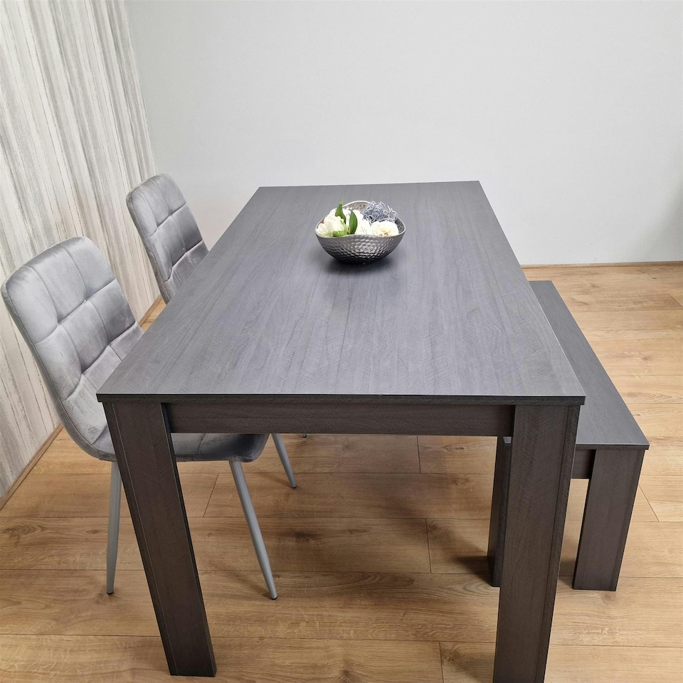 image 1 of Dining Table Set with 2 Chairs Dining Room and Kitchen table set of 2,and Bench Grey