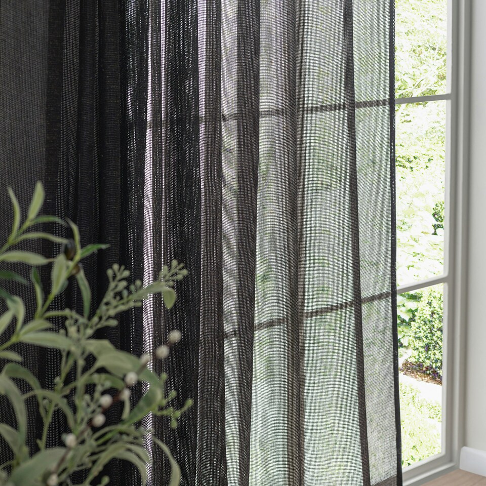 image 1 of Yard Nimbus Sheer Black Tie Top Curtain Panel 290 x 250 cm Multi
