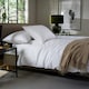 image 1 of Fine Stripe 100% Cotton White Duvet Cover Set – 200 Thread Count, 2mm Sateen Stripe with Piped Trim White | Double