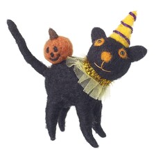 Heaven Sends Halloween Felt Cat with Pumpkin Decoration