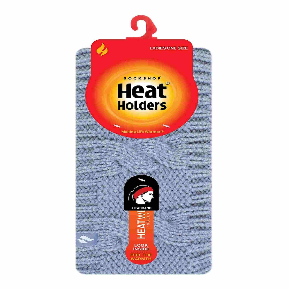 image 1 of Ladies Cable Knitted Fleece Lined Thermal Winter Ear Warmer Headband | Blue | Blue | One Size | 1