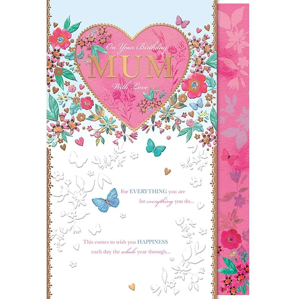 Words 'n' Wishes Traditional Mum Birthday Card, Birthday Card Mum, Multi-Coloured 26.6 x18.6 cms