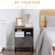 image 3 of HOMCOM Bedside Table with Drawer and Shelf, Side End Table with Steel Legs for Living Room, Bedroom, Dark Grey