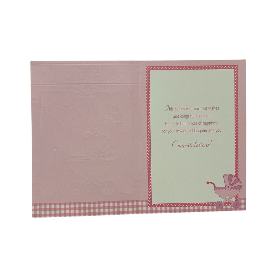 image 1 of On Birth Of Granddaughter Pink Pram Design Congratulations Card