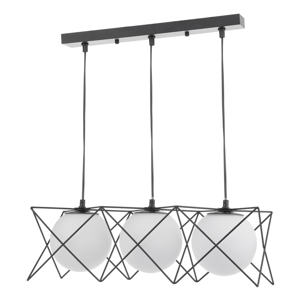 image 1 of Dreyson 3 Light Bar Pendant Matt Black and Opal Glass