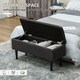 image 3 of HOMCOM 57L Storage Ottoman, End of Bed Bench with Wooden Legs, Fabric Footstool for Living Room, Bedroom, 95 x 38 x 45cm, Dark Grey | Grey | Dark Grey