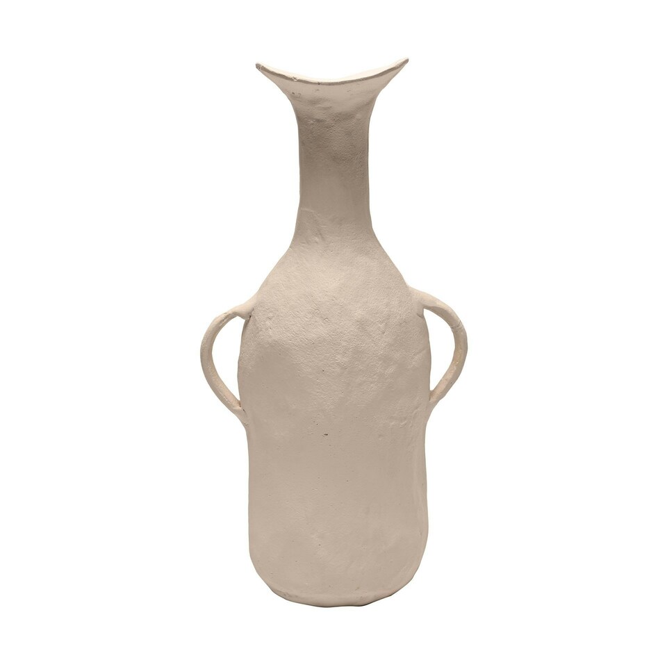 image 1 of Hestia Tapered Metal Vase with Handles - White