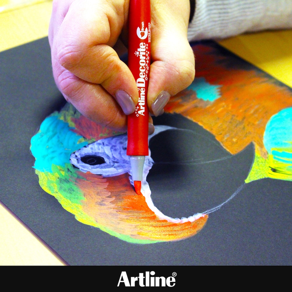 image 1 of Artline Decroite Brush Markers Tropical Colours 4 Pack