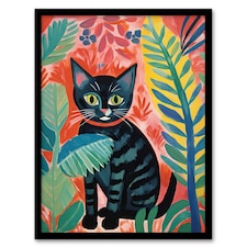 Henri Matisse Style Cat Jungle Acrylic Home Decor Black Framed Wall Art Print A4